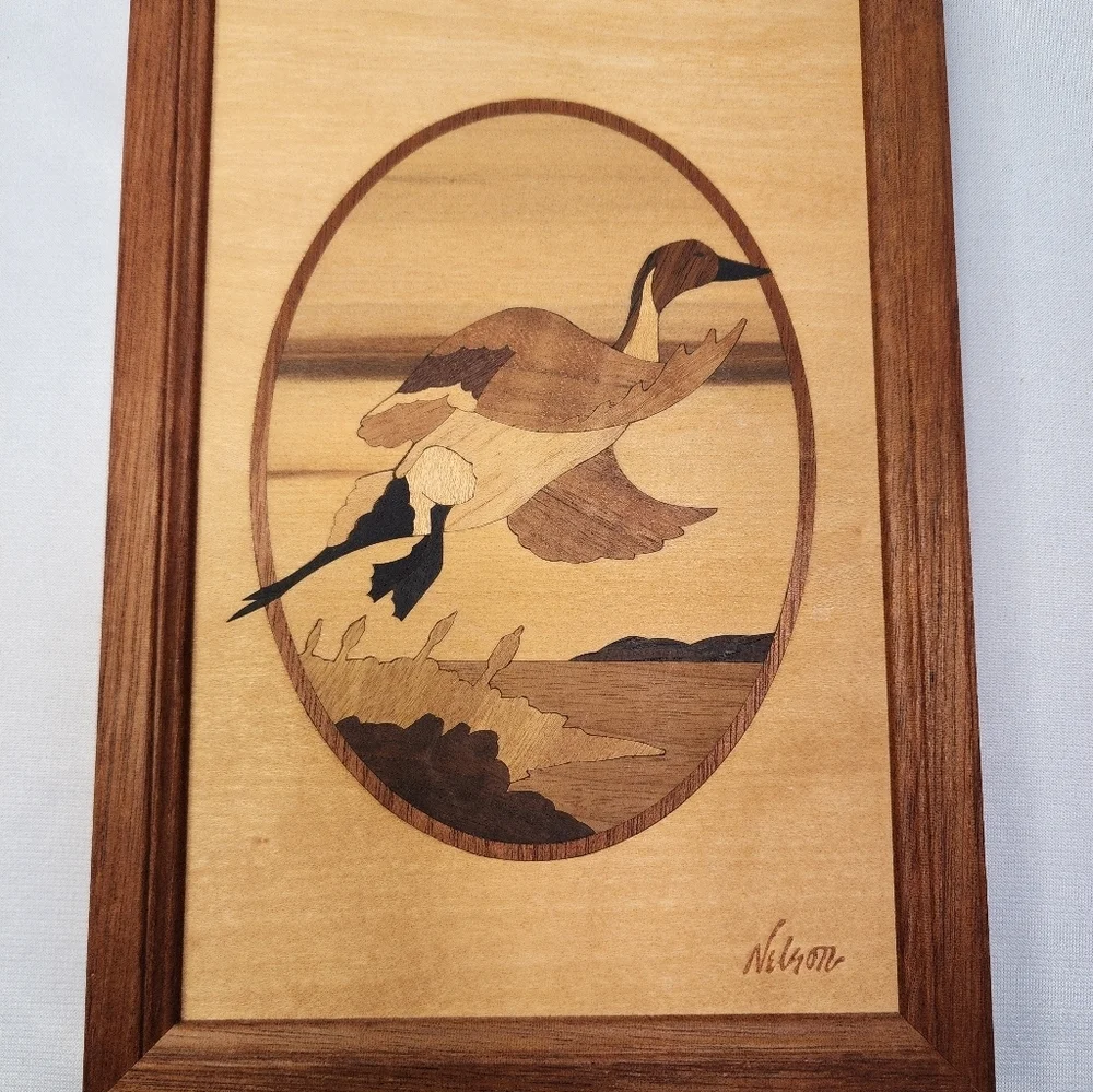 Vintage Jeff Nelson Pintail Duck Hudson River Inlay Art